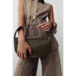 Zara Braided Handbag Green Top Handle Bag NWT
